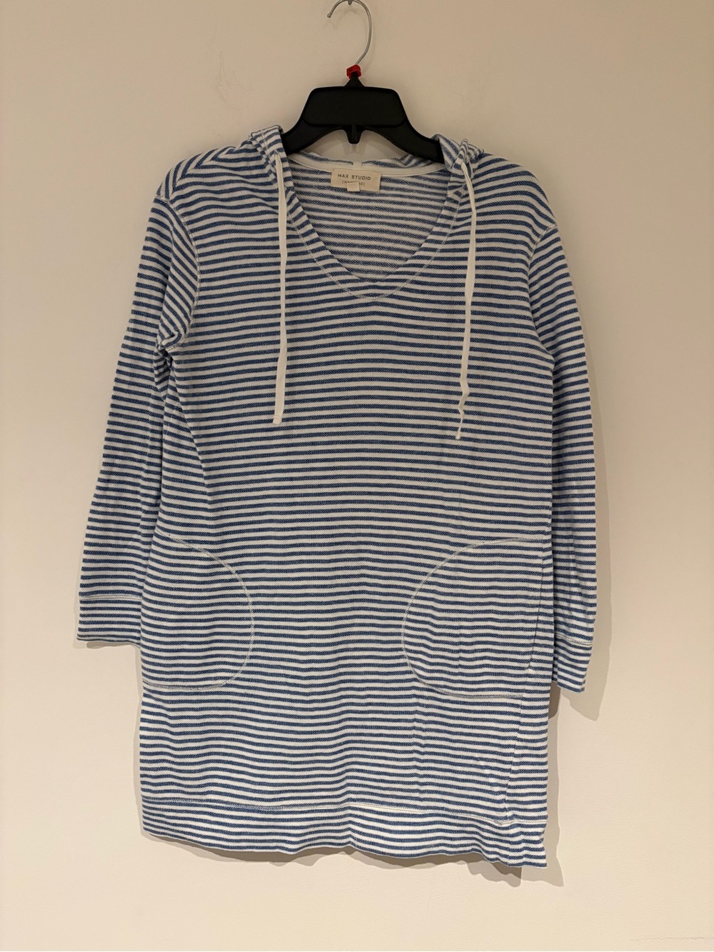 MAX STUDIO Weekend Striped Long Sleeve Nautical Tunic Dress With Hood - Picture 2 of 7
